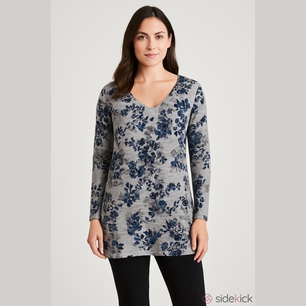 J Jill Pure Jill Lightweight v neck tunic top floral Medium
